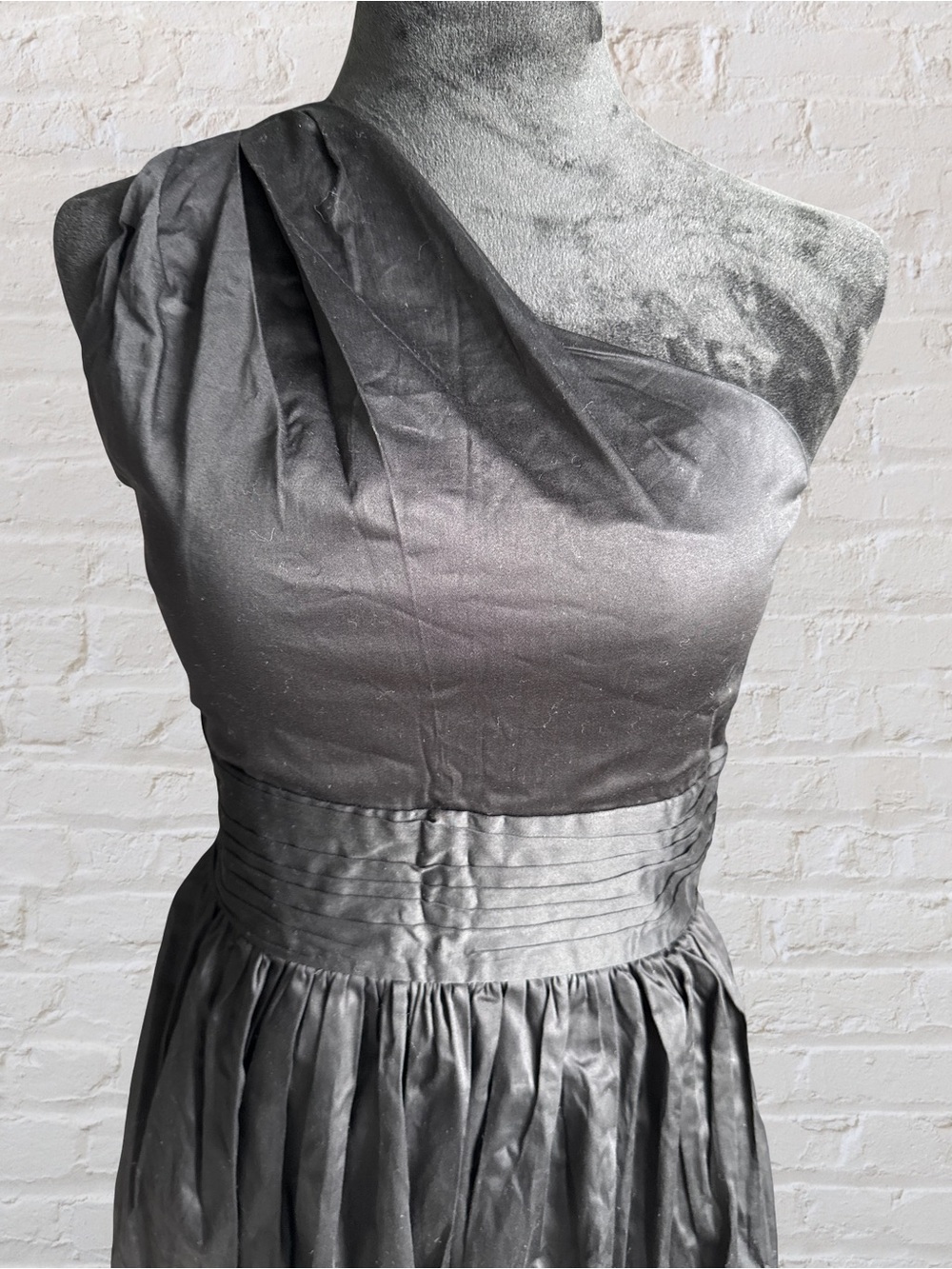 One-Shoulder Black Satin Cocktail Dress
